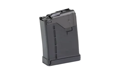 LANCER L5AWM GEN2 223REM 5RD BLACK black magazine, angled front and side view