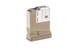 LANCER L7AWM .308WIN 10RD OPAQUE FDE, angled view of tan magazine with silver upper section