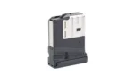 Lancer L7AWM Gen2 magazine, opaque black angled view with silver feed lips