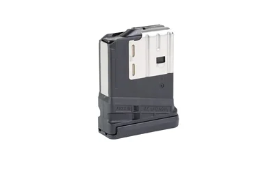 Lancer L7AWM Gen2 magazine, opaque black angled view with silver feed lips