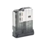 Lancer L7AWM Gen2 magazine, translucent smoke angled view with silver feed lips