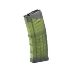 LANCER L5AWM GEN2 223REM translucent green curved magazine, angled side view