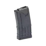 LANCER L5AWM 223REM opaque black short magazine, angled side view with textured panel