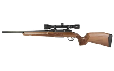 Savage Arms SAV AXIS 2 XP HRDWD, right-side view with wood stock and mounted scope