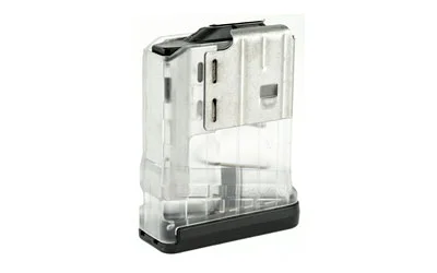 primary-12282 LANCER L7AWM 7.62 10RD TRANS CLEAR magazine, angled side view with clear body and black base