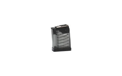Lancer L5AWM GEN2 223REM smoke translucent magazine, angled side view with black feed lips