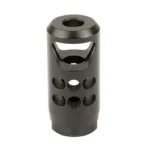 GLENFIELD 1/2X28 HYBRID MUZZLE BRAKE, black angled view with multiple ports