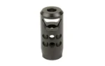 GLENFIELD 1/2X28 HYBRID MUZZLE BRAKE, black angled view with multiple ports