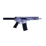 10 Ring Great Lakes AR-15 Handgun, right-side view with purple finish, black grip and magazine