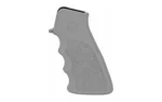 HOGUE GRIP AR15 grey grip in left-side view with finger grooves and textured panel