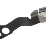 TYRANT Extended Slide Release for GLK 43X, grey angled view with textured ends and circular cutout