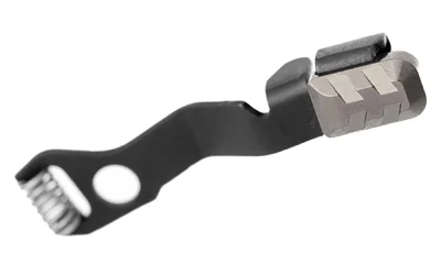 primary-12387 TYRANT Extended Slide Release for GLK 43X, grey angled view with textured ends and circular cutout