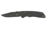 Hogue Deka Manual Folder Knife, black right-side view with open clip point blade and pocket clip