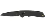 HOGUE DEKA 3.25 WHRNCLF BLK PLY BLK, open knife right-side view with black handle and blade