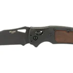 HOGUE SIG K320 CLAS 3.5 TB BLK WAL, open knife right-side view with black blade and walnut inlay