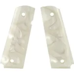 HOGUE GRIP 1911 GOVT PEARL AMBI WHT, pair of white pearlescent grip panels with screw holes