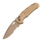 HOGUE SIG K320 M17 3.5 DP SRT CY TN, tan folding knife with partially serrated blade