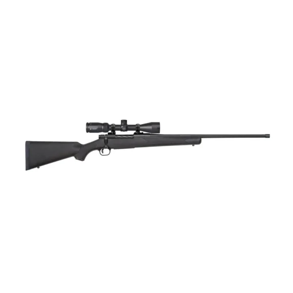 Mossberg Patriot Synthetic-Vortex rifle, black right-side view with mounted scope