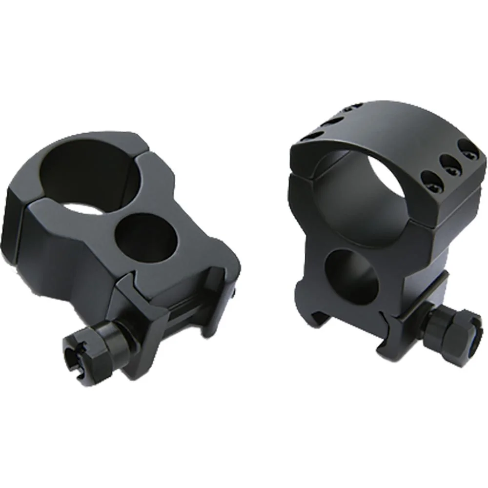 primary-126 Burris 2-Piece Aluminum XTR Xtreme Tactical Rings, two black scope rings in angled view