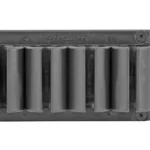 TACSTAR side saddle for Moss 500/590, black front view with six shell loops and mounting plate