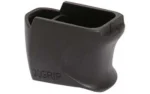 X-GRIP XGRIP MAG SPACER FOR GLK 26/27 black, angled front view with flared base and raised logo