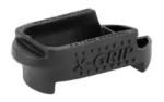 X-GRIP XGRIP MAG SPACER H&K P2000 BLK, black angled view with open top and textured X-GRIP panel