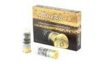 Sellier & Bellot S&B, black and gold ammunition box with two white shotgun shells