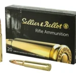 Sellier & Bellot S&B 8X57 JS SPCE 196GR 20/400 black box with two brass cartridges