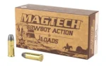 MAGTECH 44SPL 240GR LFN CWBY ammunition box with two brass cartridges, front view