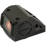 Shield Sights SHLDS AMS enclosed emitter RDS 8MOA black angled view with red lens and side cap