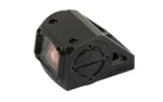Shield Sights SHLDS AMS ENCLOSED EMITTER RDS 4MOA black enclosed sight, left-front view with red lens