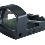 Shield Sights SHLDS RMSD black mini reflex sight, front-left view with green-tinted lens