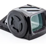 Shield Sights SHLD AMSC black enclosed sight, front-right view with green-tinted lens