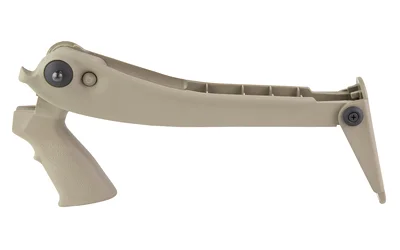 primary-12766 ATI Outdoors ADV TECH 12GA MOSS/REM T-FOLD FDE stock, left-side view with pistol grip