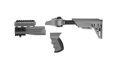 ATI Outdoors ADV TECH STRIKEFORCE AK-47 PKG GRY gray stock, pistol grip and rail components, side view