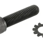 ATI Outdoors ADV TECH AR15 GRIP SCREW/WASHER, black hex screw and toothed washer, angled view