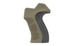ATI Outdoors ADV TECH AR15 X2 PISTOL GRIP FDE, right side of tan and black textured grip