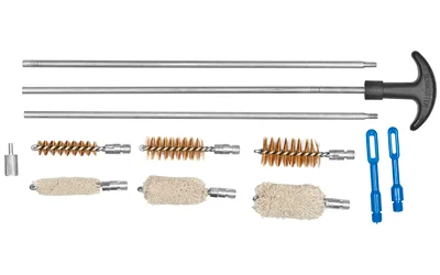 primary-12899 DAC Universal Shotgun Cleaning Kit, laid out with rods, handle, brushes, mops and tools