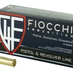 FIOCCHI 44SPL 200GR SJHP 50/500 black ammunition box with two brass cartridges beside it