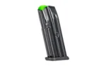 MEC-GAR MAG FITS GLK 19 9MM 10RD AFC black magazine, angled front view with green follower