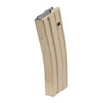 MAG DURAMAG tan curved magazine in angled side view with grey top