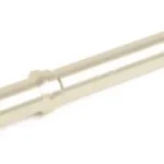 LBE AR 308 Rifle Length Buffer Gold, angled side view with cylindrical body and flanged end