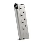 MEC-GAR MAG 1911 40S&W 8RD NICKEL, nickel magazine angled side view with witness holes