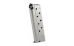 MEC-GAR MAG 1911 40S&W 8RD NICKEL, nickel magazine angled side view with witness holes