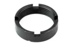 LBE AR CASTLE NUT black notched ring, angled top view with internal threading
