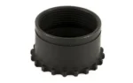 LBE AR Barrel Nut, black angled top view showing threaded interior and toothed outer edge