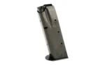 MEC-GAR MAG CZ75 9MM 16RD BL dark metal magazine, angled side view with black base plate