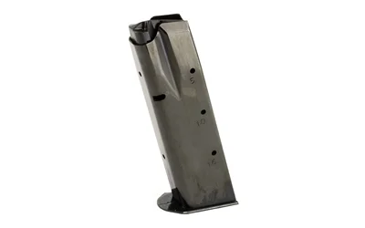 primary-13027 MEC-GAR MAG CZ75 9MM 16RD BL dark metal magazine, angled side view with black base plate