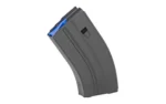 DURAMAG magazine, angled side view with curved black body and blue follower