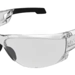 MECHANIX WEAR VISION BLACK/CLEAR safety glasses, front view with clear lenses and black arms